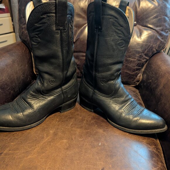 Ariat Black Leather Cowboy Boots – Western Classic, Size US 11 / UK 10 / EUR 44 - Picture 3 of 8